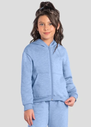 Brandili - Jaqueta Menina em Moletinho Azul - BRANDILI