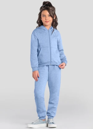 Brandili - Jaqueta Menina em Moletinho Azul - BRANDILI