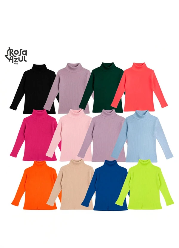 Rosa Azul - Kit 4 Blusas Infantil Menina Multicolorido