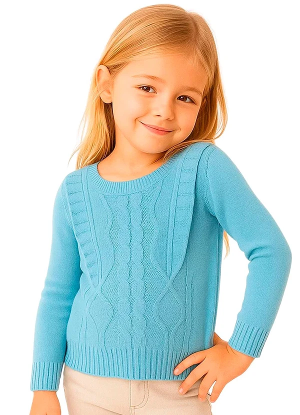 Doce Tom - Suéter em Tricô com Tranças Azul 2