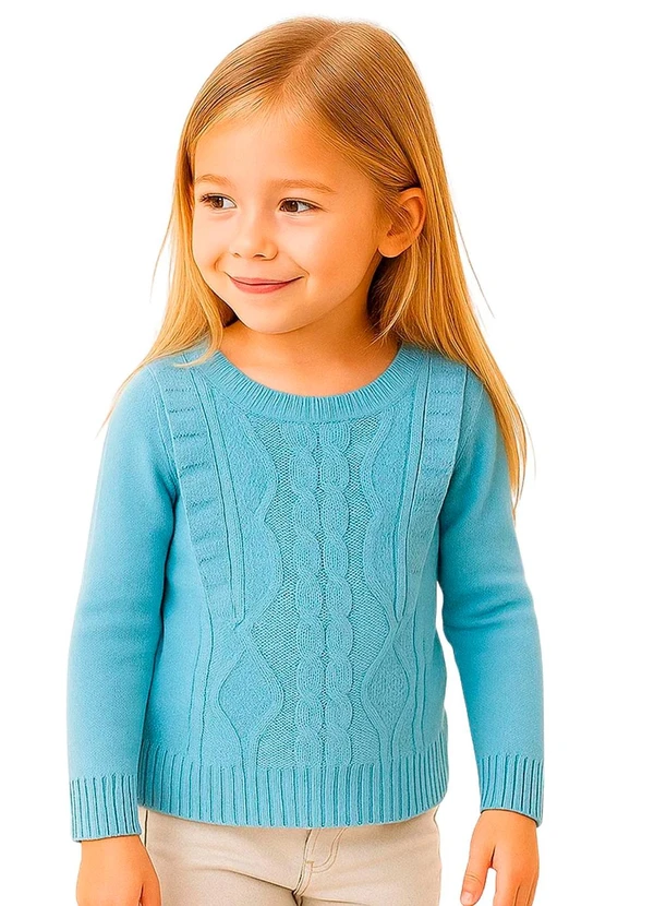 Doce Tom - Suéter em Tricô com Tranças Azul 3