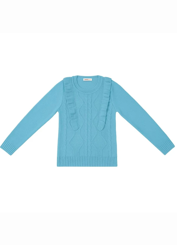 Doce Tom - Suéter em Tricô com Tranças Azul 4