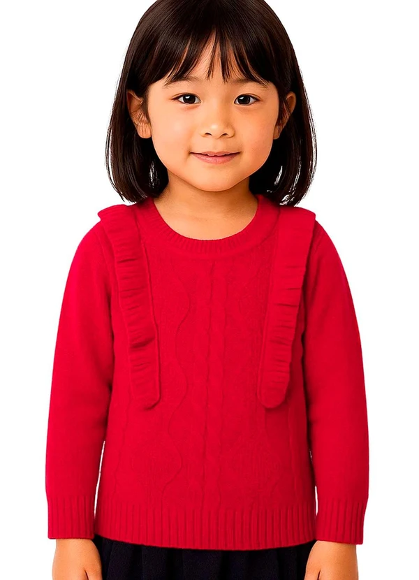 Doce Tom - Suéter em Tricô com Tranças Rosa 1