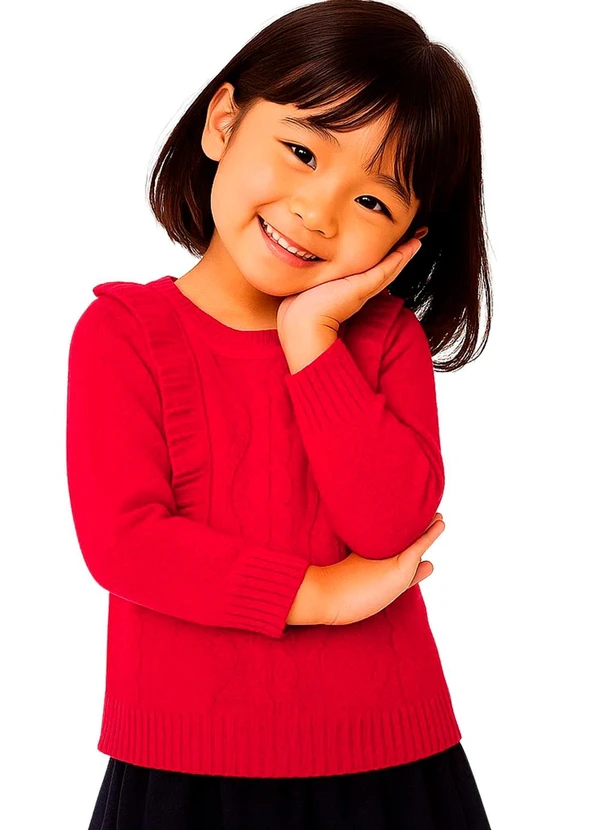 Doce Tom - Suéter em Tricô com Tranças Rosa 2