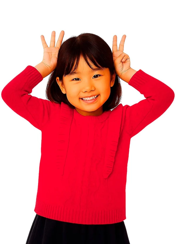 Doce Tom - Suéter em Tricô com Tranças Rosa 3