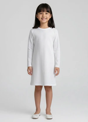 Select - Vestido Infantil Manga Longa Branco - SELECT