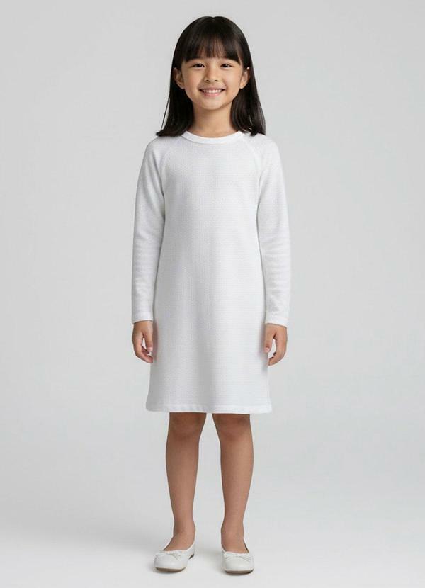 Select - Vestido Infantil Manga Longa Branco
