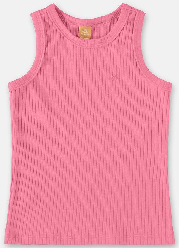 Up Baby - Blusa Básica Canelada para Menina Rosa