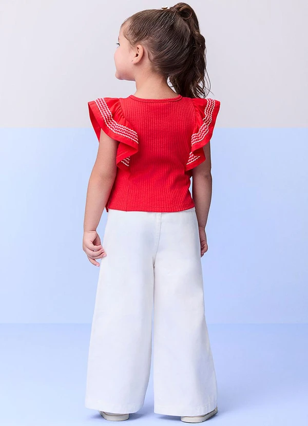 Momi - Blusa Canelada Vermelha com Babados Vermelho 4