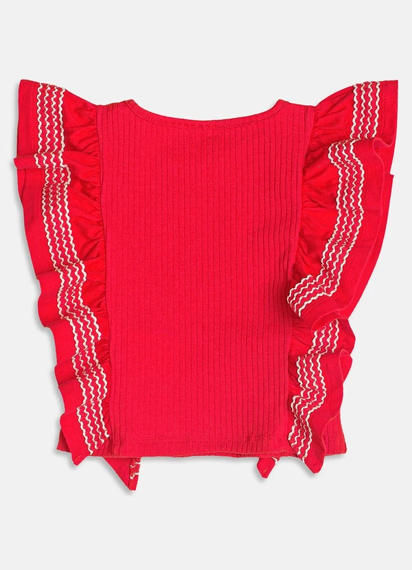 Momi - Blusa Canelada Vermelha com Babados Vermelho 7