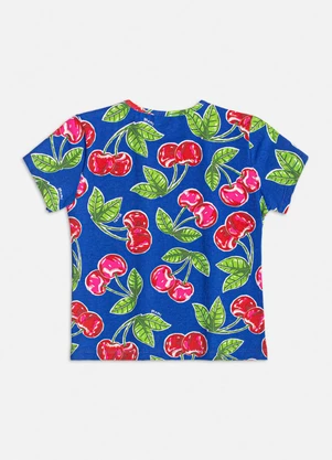 Momi - Blusa com Estampa de Cerejas Azul - MOMI