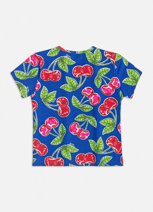 Momi - Blusa com Estampa de Cerejas Azul 2