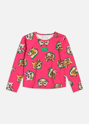 Momi - Blusa com Estampa de Tigres Pink Rosa - MOMI