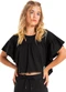 Gloss - Blusa Cropped com Babados Laranja - variação: Preto