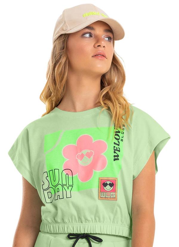 Gloss - Blusa Cropped Estampada Verde
