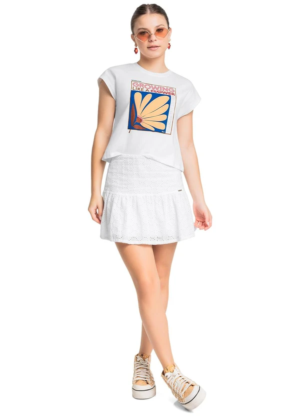 Gloss - Blusa em Algodão Juvenil sem Manga Branco 2