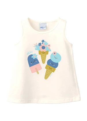 Malwee Kids - Blusa Evasê com Flor Holográfica Off White - MALWEE KIDS