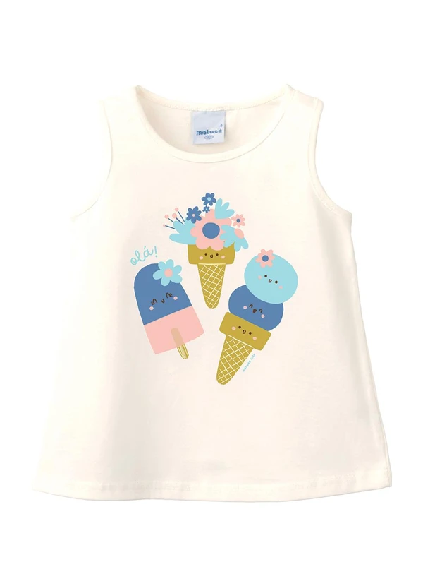 Malwee Kids - Blusa Evasê com Flor Holográfica Off White