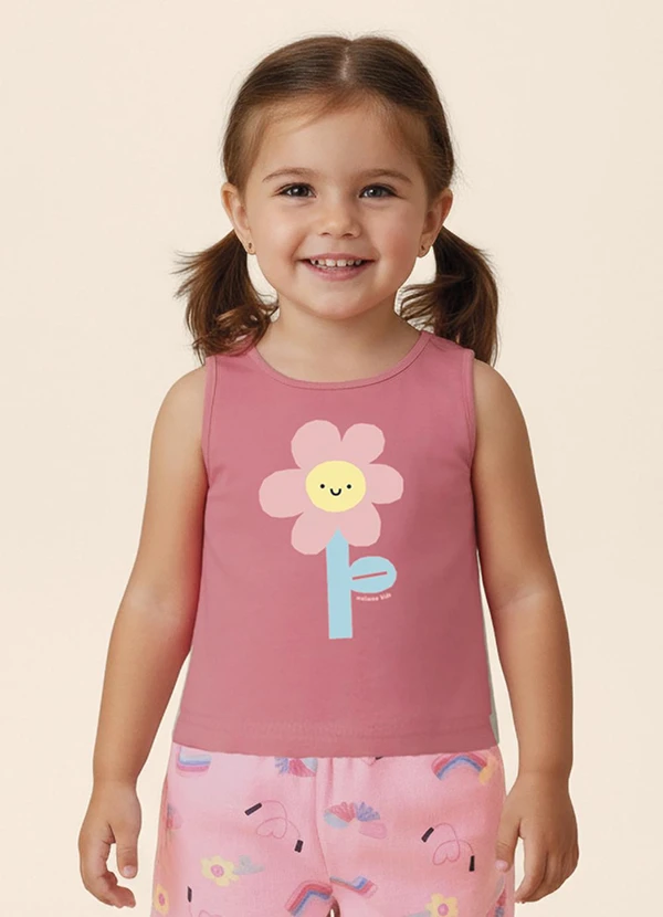 Malwee Kids - Blusa Evasê com Flor Holográfica Rosa