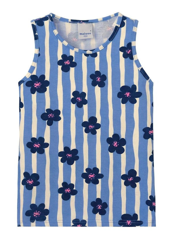 Malwee Kids - Blusa Listras & Flores Azul Claro