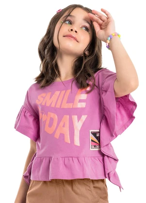 Gloss - Blusa Smile Today sem Mangas Meia Malha Rosa - GLOSS