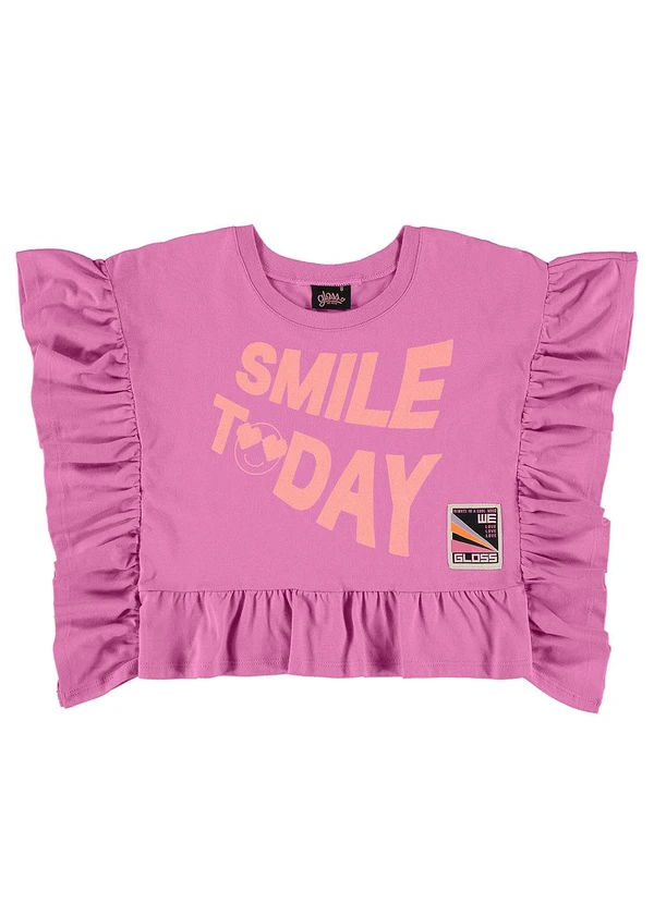 Gloss - Blusa Smile Today sem Mangas Meia Malha Rosa 3