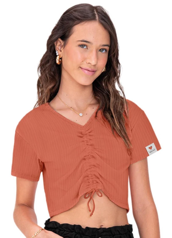 Amora - Blusa Boxy Teen Menina Laranja