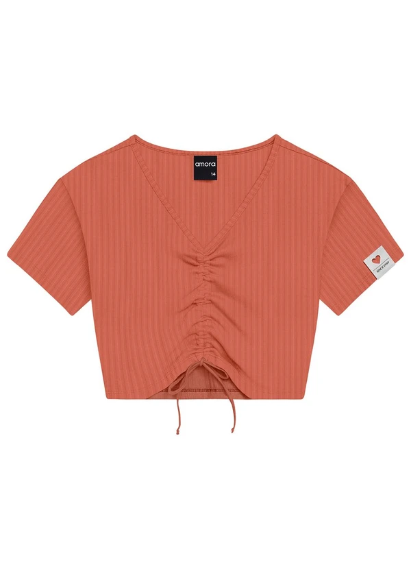 Amora - Blusa Boxy Teen Menina Laranja 3