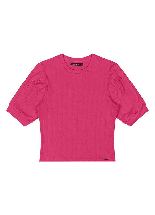 Rezzato - Blusa Canelada Manga Bufante Teen Feminino Rosa