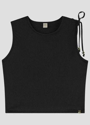 Based. - Blusa Canelado Relevo com Amarração Preto - BASED.