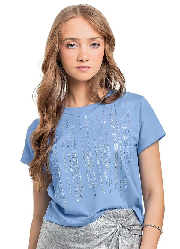 Gloss - Blusa com Paetê Juvenil Azul
