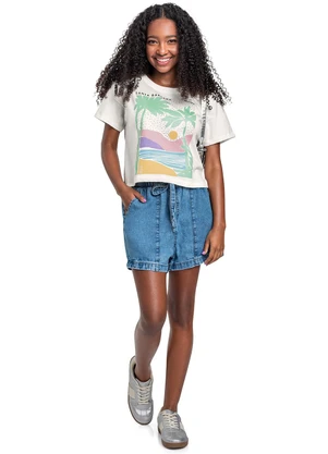 Gloss - Blusa com Strass Juvenil Bege - GLOSS
