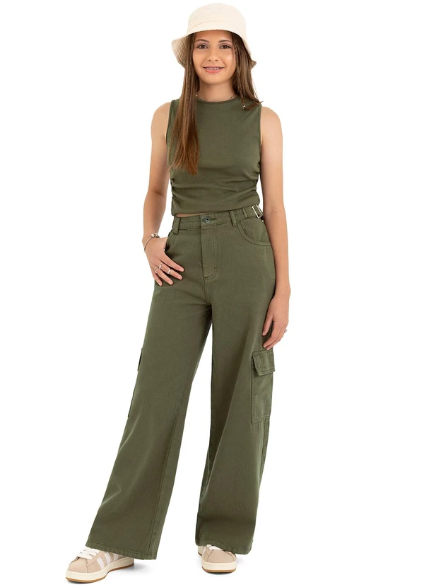 Malwee Kids - Blusa Cropped com Franzido Teen Verde Militar 2