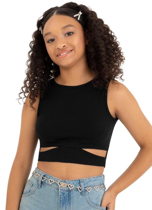 Malwee Kids - Blusa Cropped Cut Out Teen Preto 1