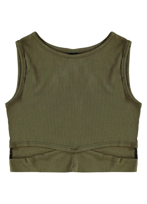 Malwee Kids - Blusa Cropped Cut Out Teen Verde Militar - MALWEE KIDS