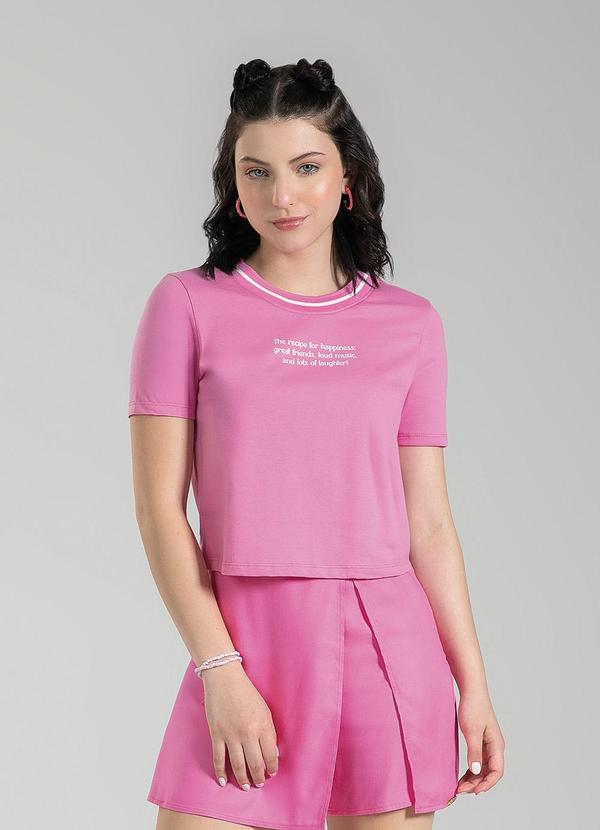 Cativa Teen - Blusa Cropped em Algodão Rosa