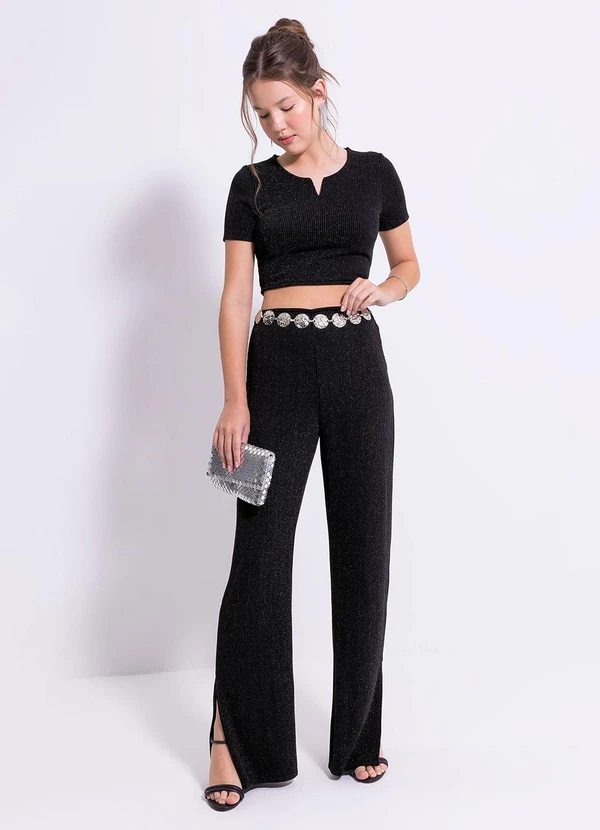 Cativa Teen - Blusa Cropped em Canelado Preto 5