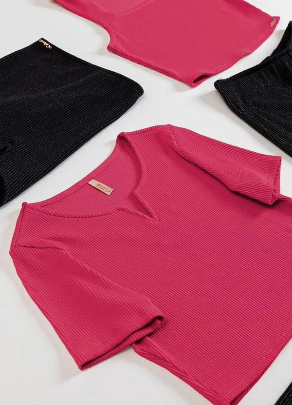 Cativa Teen - Blusa Cropped em Canelado Vermelho 4