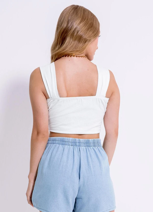 Cativa Teen - Blusa Cropped em Cotton Branco 2