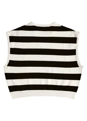 Malwee Kids - Blusa Cropped em Tricot Listrado Teen Off White - MALWEE KIDS