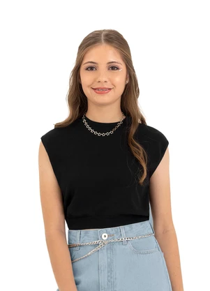 Malwee Kids - Blusa Cropped em Tricot Teen Preto - MALWEE KIDS