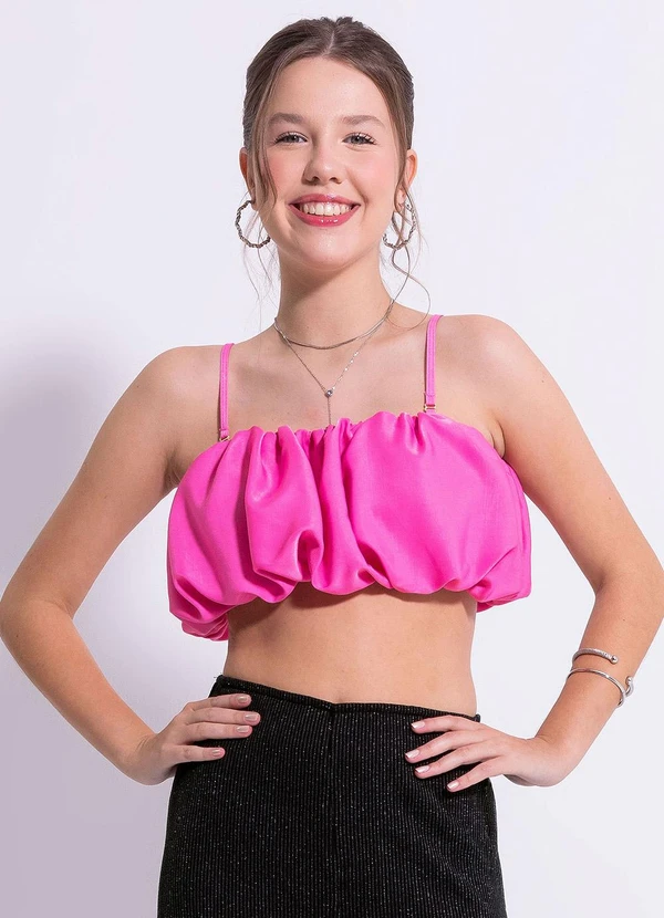 Cativa Teen - Blusa Cropped em Viscose Rosa 2