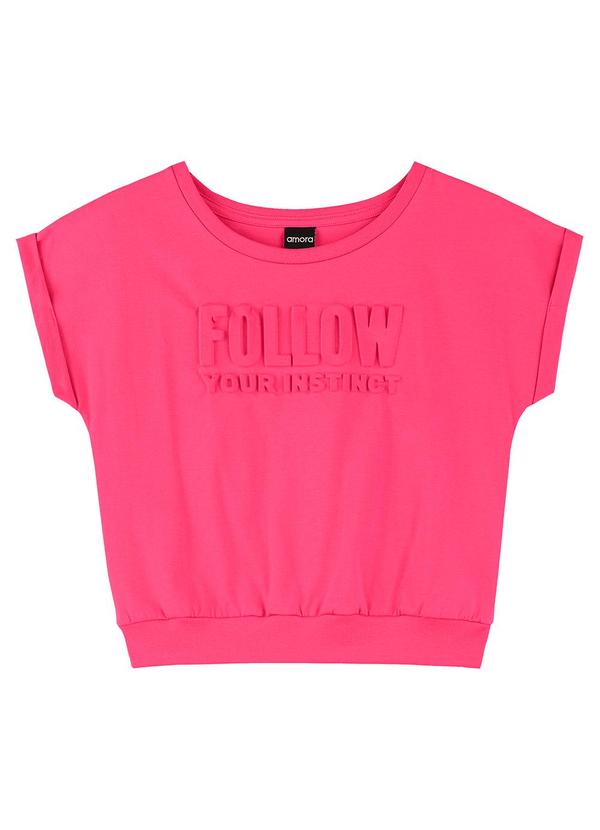 Amora - Blusa Cropped Menina Rosa
