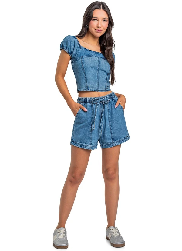 Gloss - Blusa Cropped Jeans Juvenil Azul 3