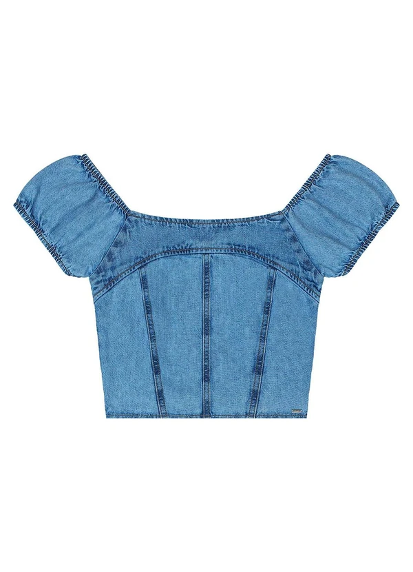 Gloss - Blusa Cropped Jeans Juvenil Azul 4