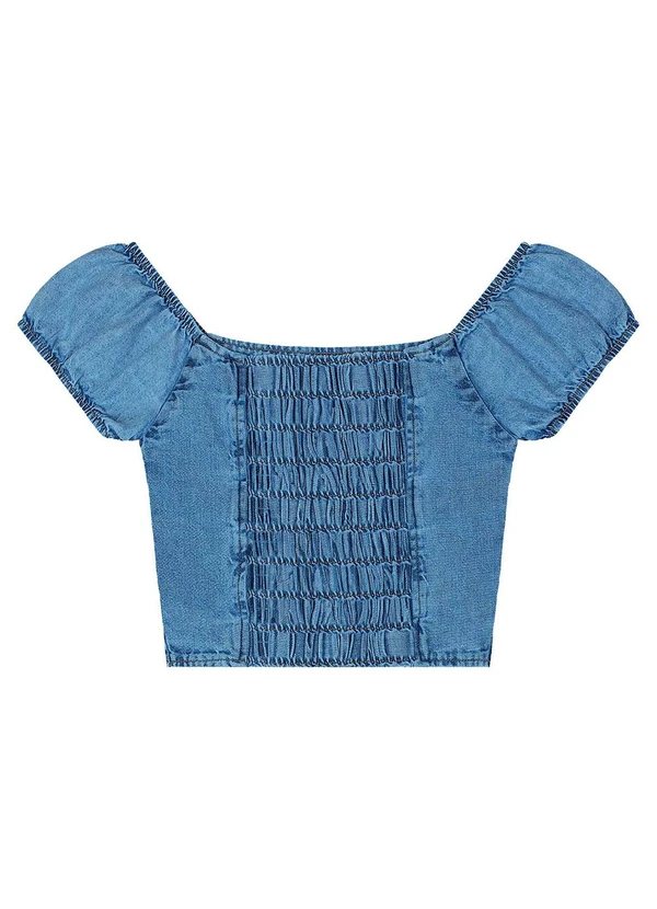 Gloss - Blusa Cropped Jeans Juvenil Azul 5