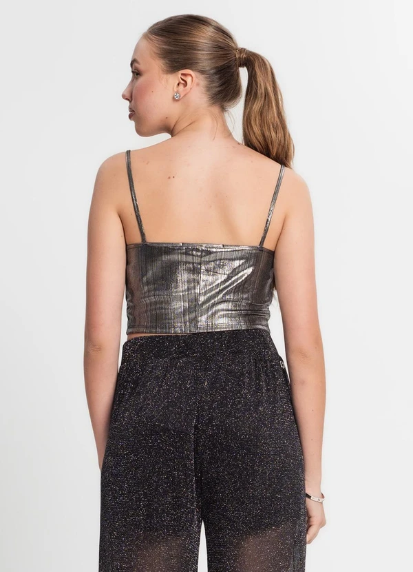 Minty - Blusa Cropped Juvenil Cinza 2