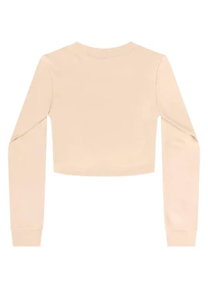 Gloss - Blusa Cropped Juvenil em Molecotton Bege - GLOSS
