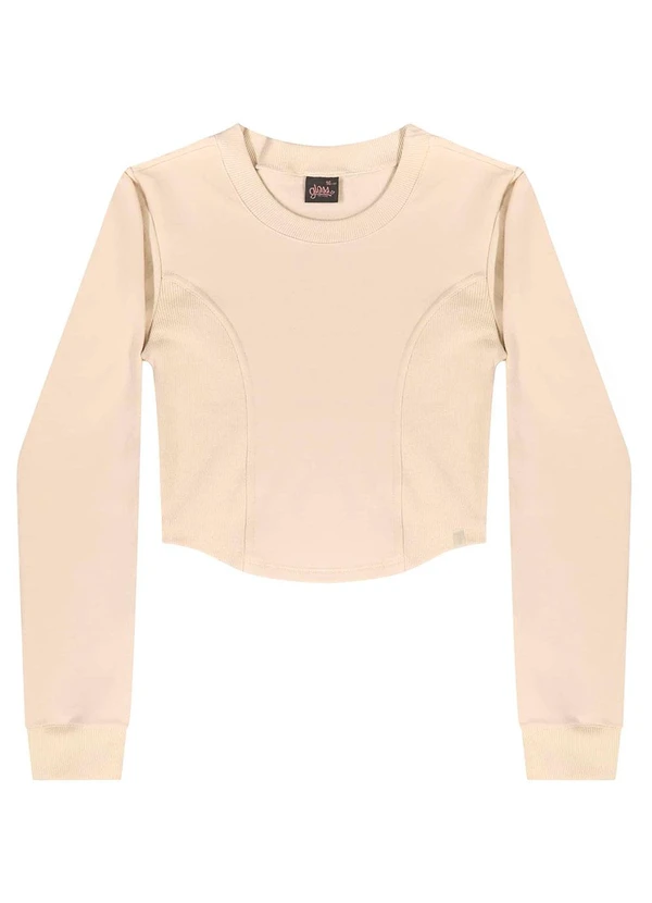 Gloss - Blusa Cropped Juvenil em Molecotton Bege