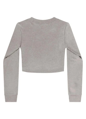 Gloss - Blusa Cropped Juvenil em Molecotton Cinza - GLOSS